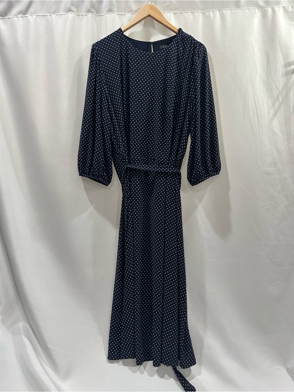 Ralph Lauren Navy Polka Dot Long Sleeve Dress